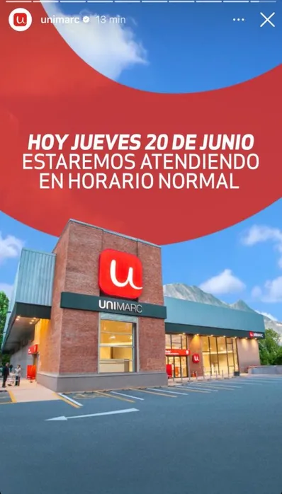 Historia de Unimarc en su cuenta de Instagram