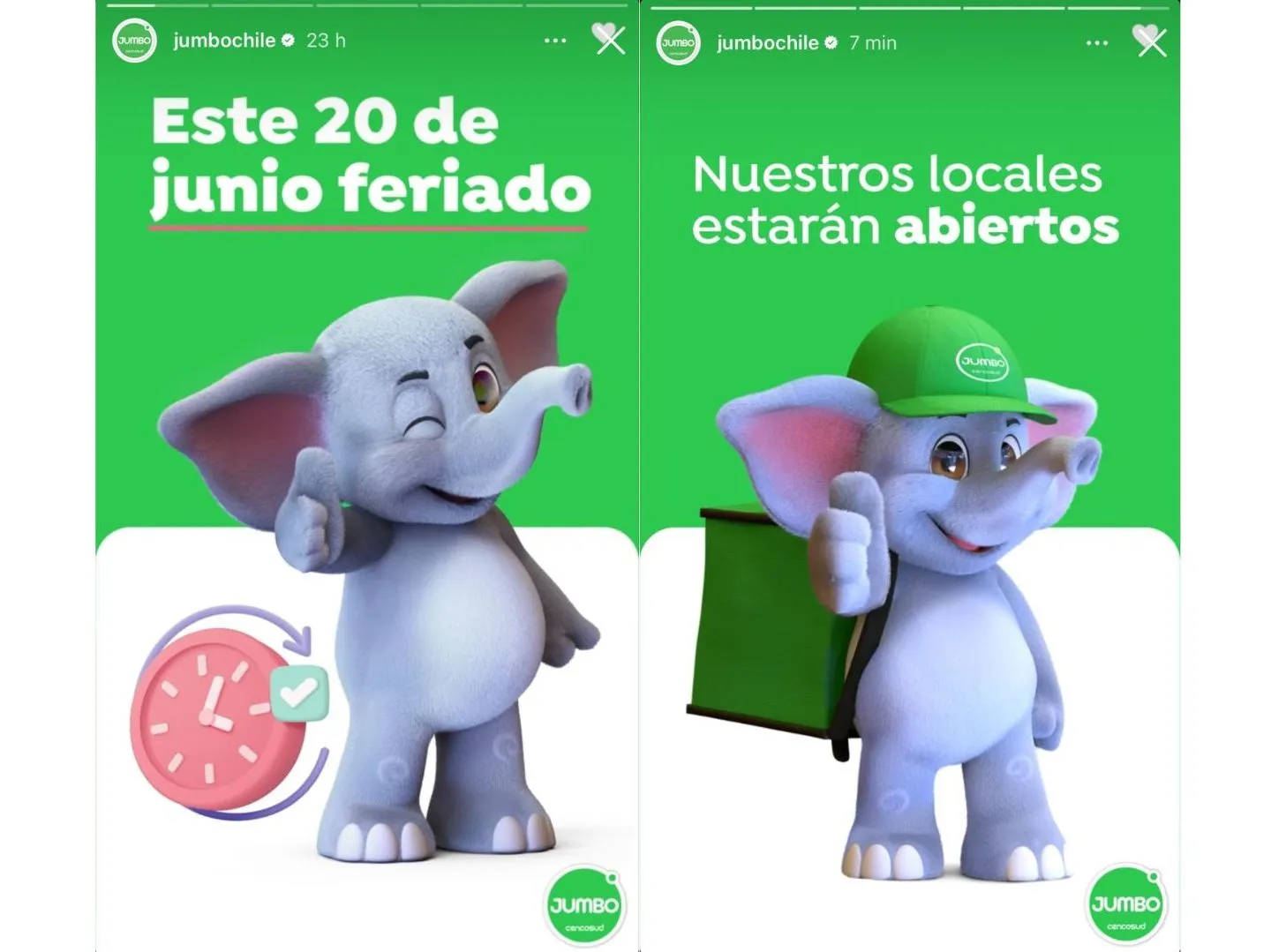 Historia de Jumbo en su cuenta de Instagram