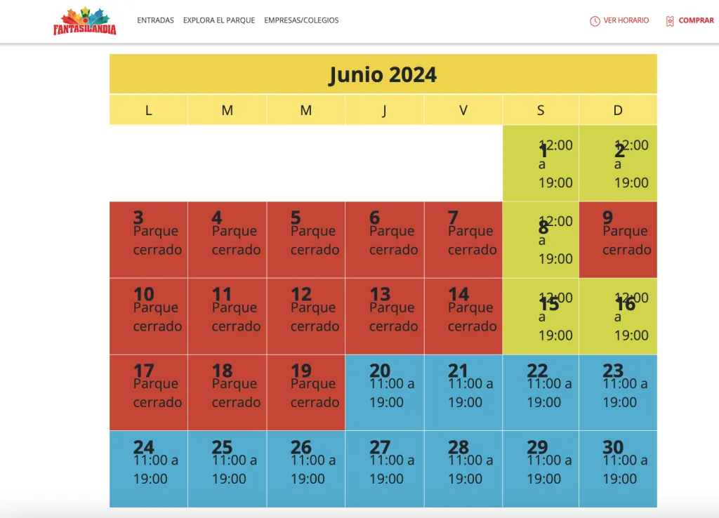 Calendario junio