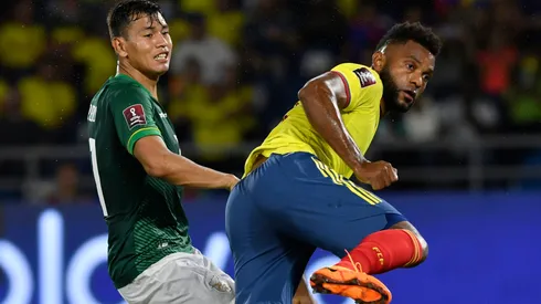 Miguel Borja en su última aparición con la camiseta de Colombia ante Bolivia.