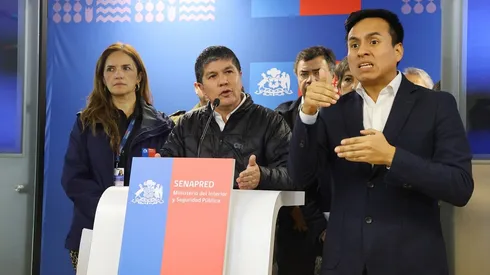 Santiago, 12 junio 2023. El ministro(s) del Interior, Manuel Monsalve y la directora(s) de SENAPRED, Alicia Cebrián, realizan balance de sistema frontal en la zona centro-sur del país.