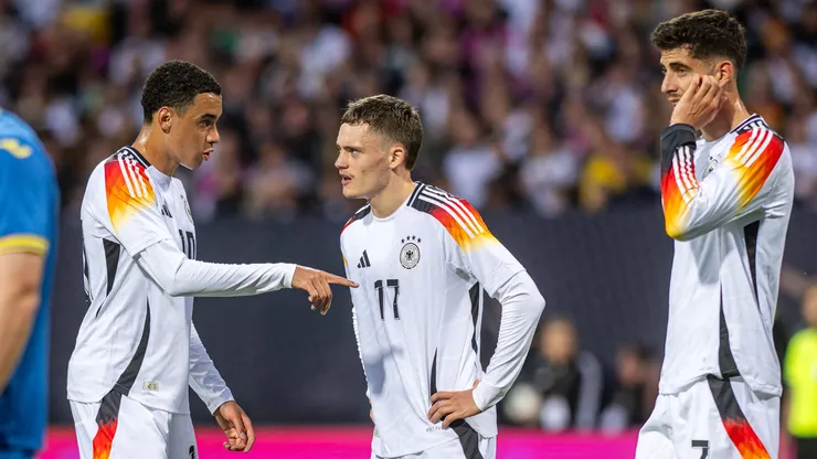 Jamal Musiala, Florian Wirtz y Kai Havertz en el amistoso internacional de Alemania ante Ucrania.