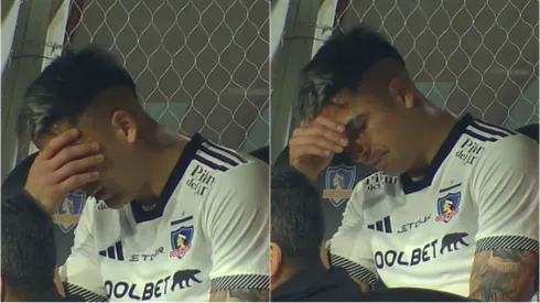 Guillermo Paiva congojado en la banca alba.