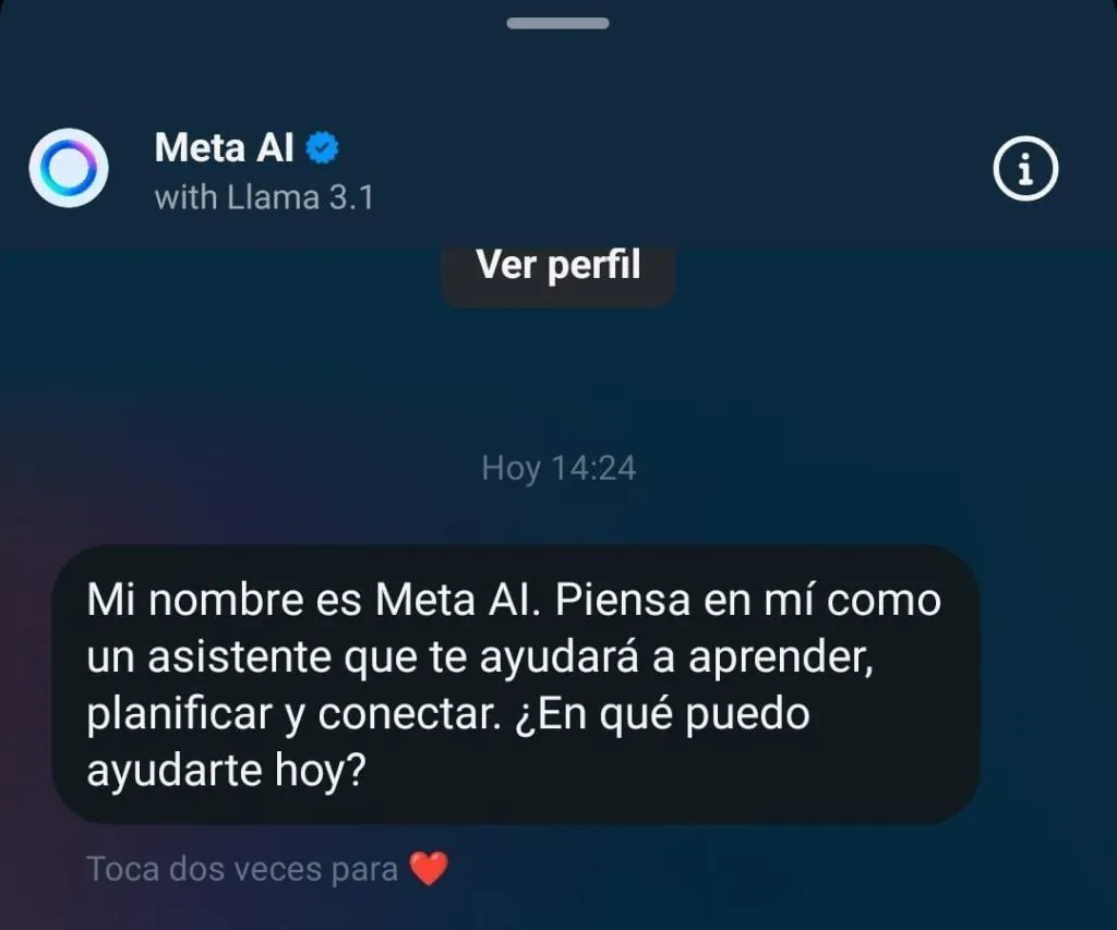 Meta AI en el chat. Foto: Instagram.
