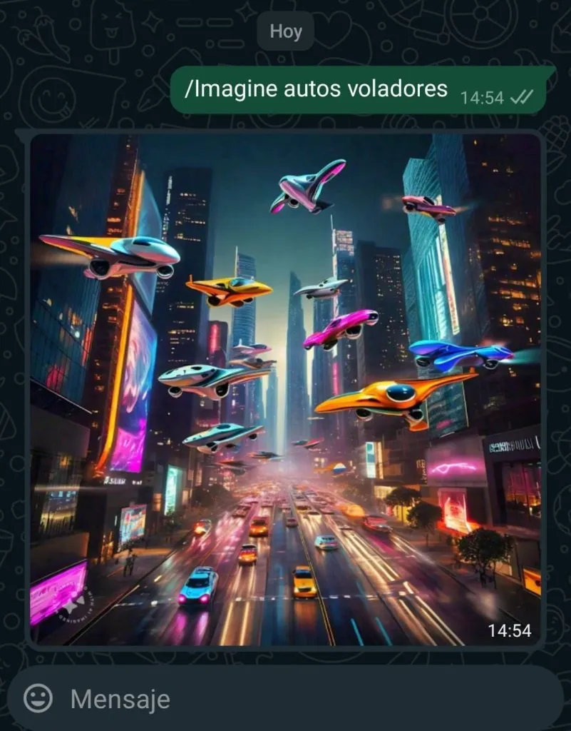 Ejemplo de /Imagine. Foto: WhatsApp.