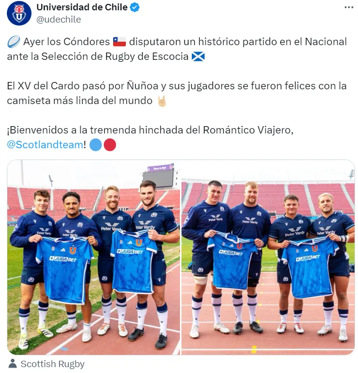 La selección de rugby de Escocia volvió a casa como romántica viajera.