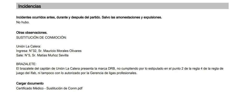 La denuncia del árbitro Cristián Garay a La Calera (ANFP)