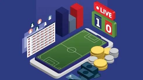 Isometric design concept online football betting, Vector illustration