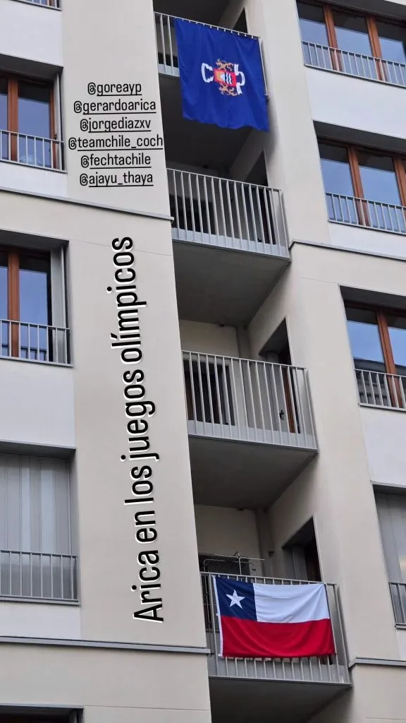 Andrés Gallardo, del tiro con arco, en el block de Chile en la Villa Olímpica (Instagram)