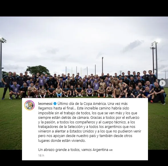 El mensaje de Lionel Messi en su Instagram. | Foto: Captura.