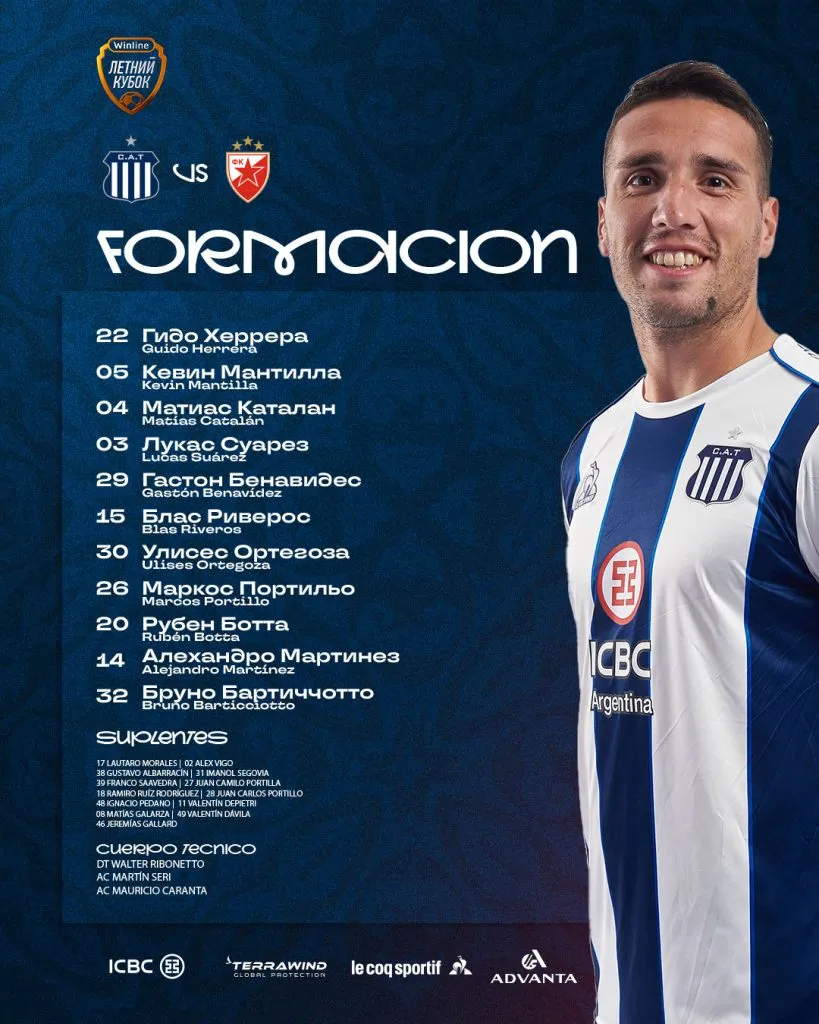 Bruno Barticciotto fue titular en Talleres contra Estrella Roja.