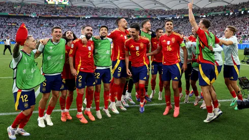Los jugadores de España celebran el pase a la semifinal de la Euro 2024.