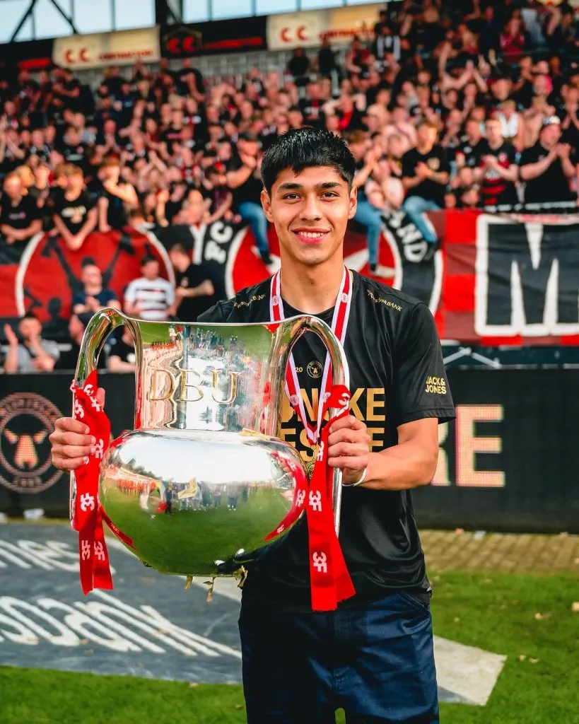 Darío Osorio fue campeón con Midtjylland en Dinamarca. Imagen: Instagram