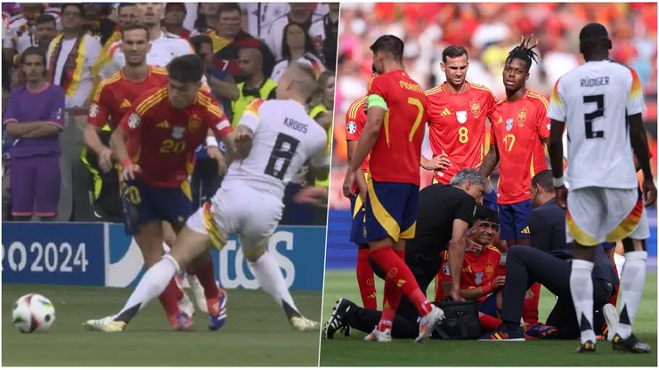 Toni Kroos provoca grave lesión de rodilla en Pedri durante Eurocopa 2024.