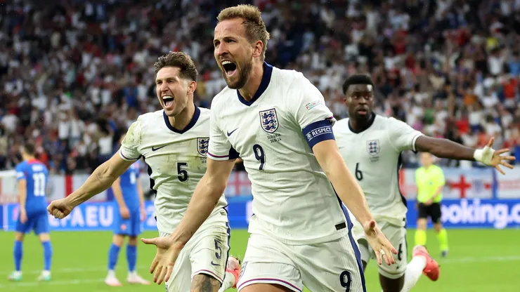 Harry Kane festeja su gol ante Eslovaquia en los octavos de final de la Euro 2024.