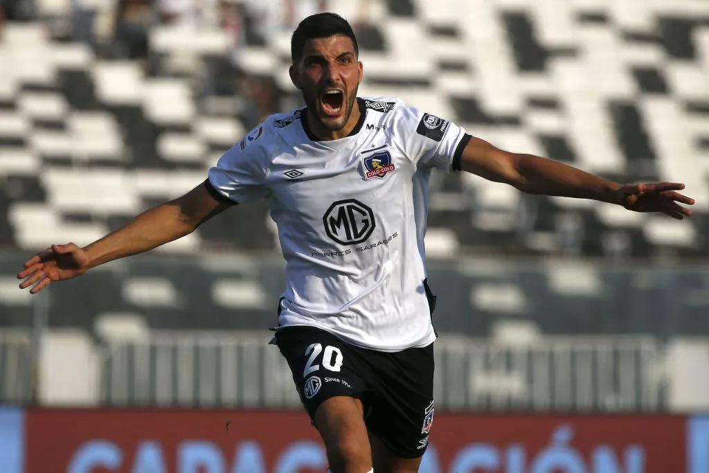 Nicolás Blandi festeja uno de sus goles en Colo Colo: fue ante U. de Concepción. (Andrés Piña/Photosport).