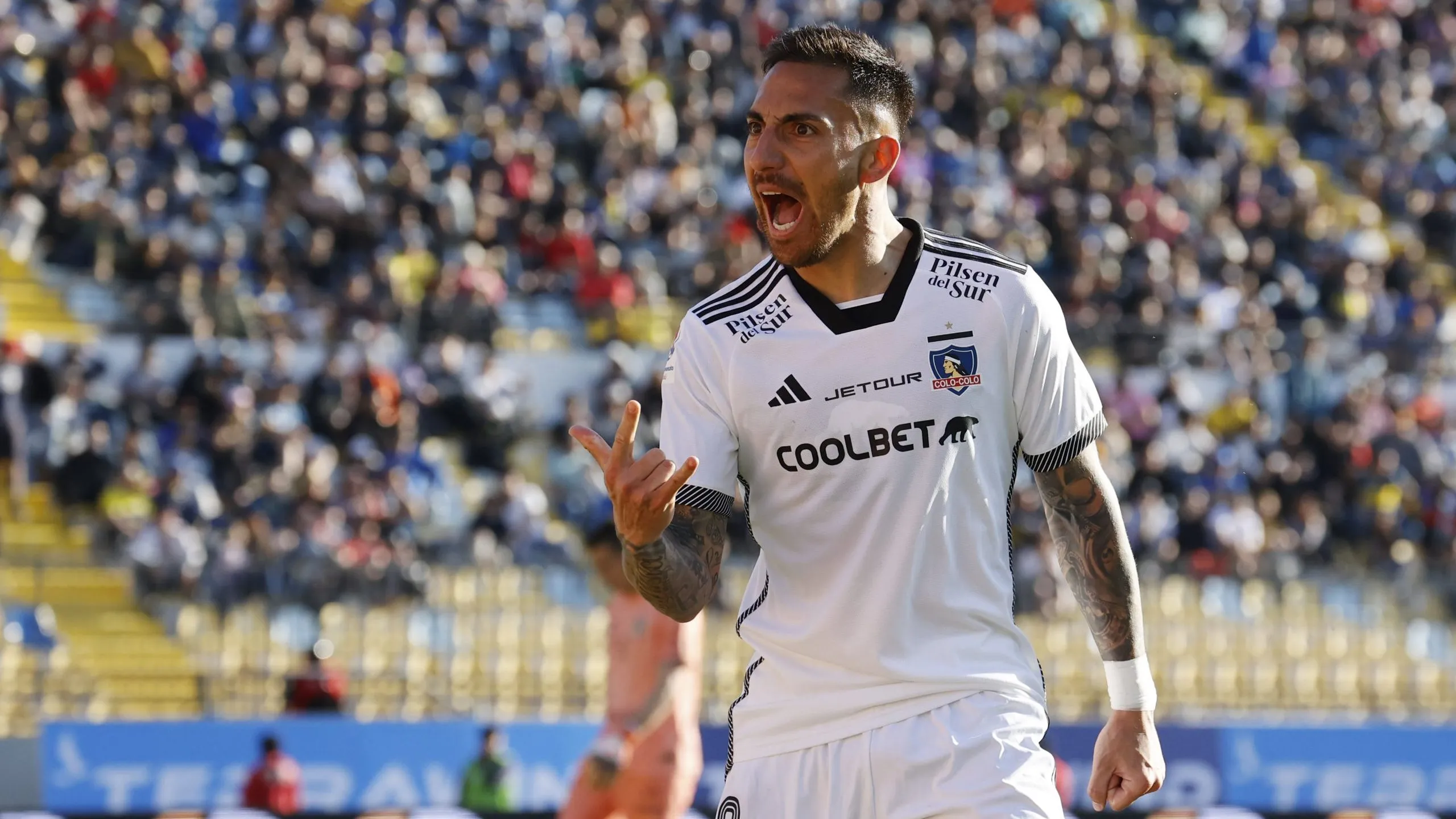 Javier Correa lideró el triunfo de Colo Colo ante Everton. Foto: Photosport.