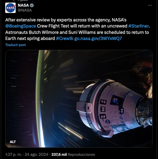 Foto: X NASA.