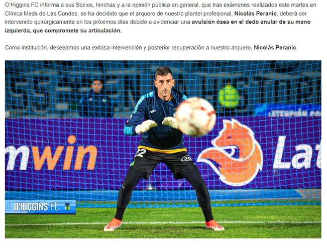 La información de O’Higgins en torno a Peranic. (Captura).