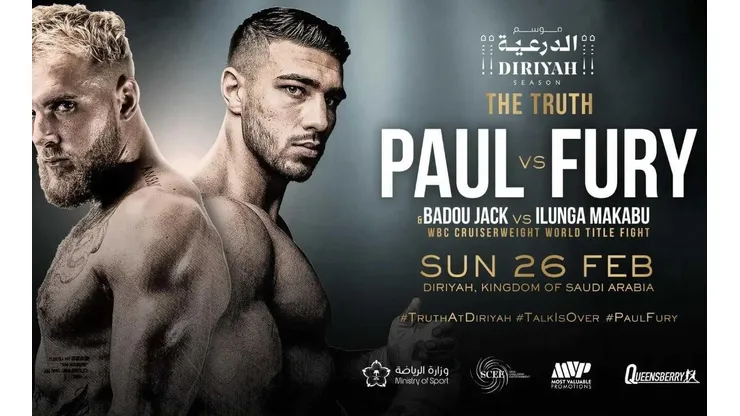 Jake Paul y Tommy Fury se miden en un gran evento de boxeo desde Arabia Saudita.