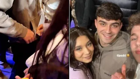Pedri se toma una foto con sus fans