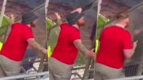 Al hincha del United le robaron su gorro en el Camp Nou.