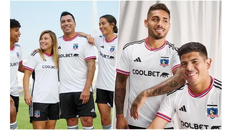 Esteban Paredes, jugadoras y jugadores de Colo Colo con la camiseta 2023 del Cacique.