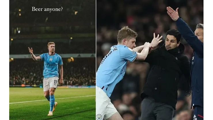 De Bruyne empujó a Arteta por moverle el balón en la banda