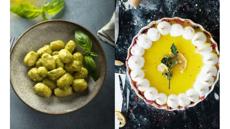 Ñoquis al pesto y pie de limón