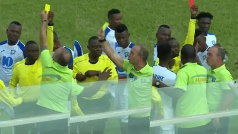 El estratega quedó furioso con uno de los ayudantes del árbitro central en pleno partido de la liga tanzana.