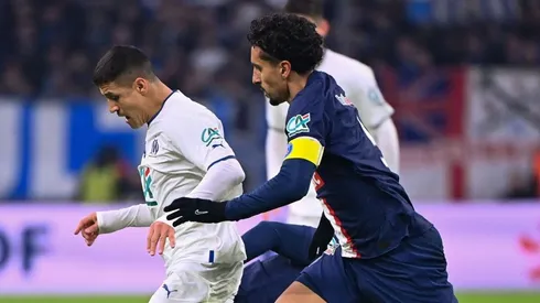 Alexis Sánchez y Marquinhos en el Olympique de Marsella vs PSG de ayer