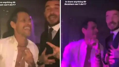 David Beckham bailando junto a Marc Anthony