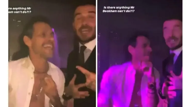 David Beckham bailando junto a Marc Anthony
