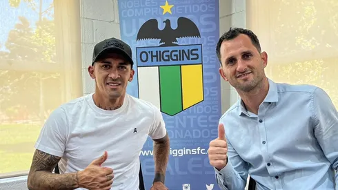 Hernández junto al gerente Pablo Calandria