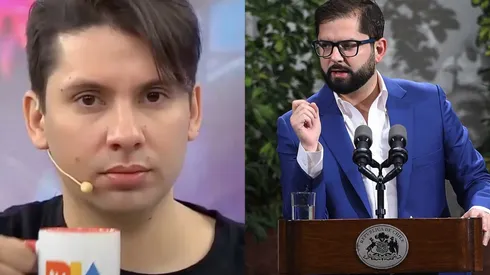 Fabrizio Copano en Tu Día y el Presidente Gabriel Boric en punto de prensa.