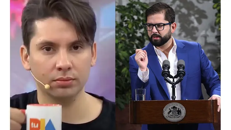 Fabrizio Copano en Tu Día y el Presidente Gabriel Boric en punto de prensa.