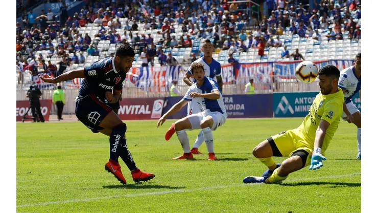 Agustín Rossi atajó cinco partidos en Deportes Antofagasta por el Campeonato Nacional 2019. Uno de ellos fue ante Universidad de Chile.