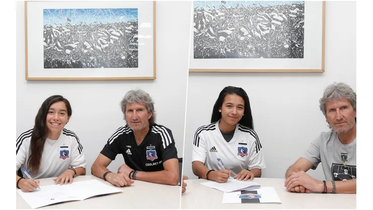 Yastin Jiménez y Krishna Allende firmando sus respectivos contratos