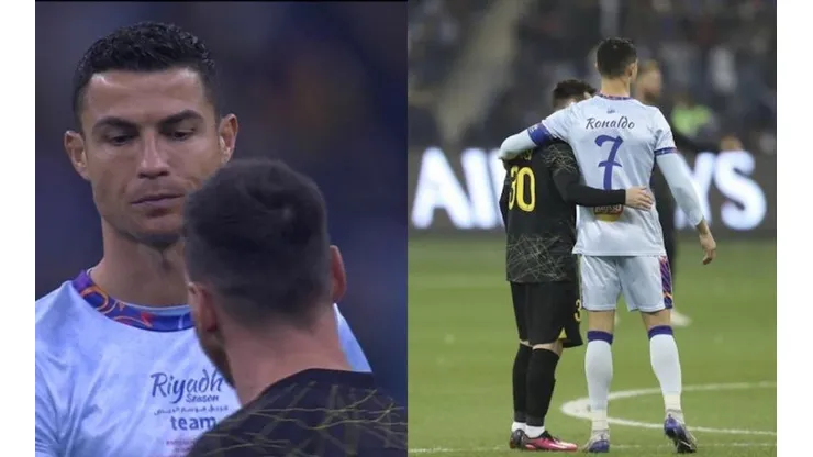 Cristiano y Messi se abrazan en amistoso internacional de este jueves