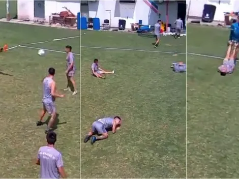 San Marcos ríe a carcajadas en el piso por un pelotazo en la cara