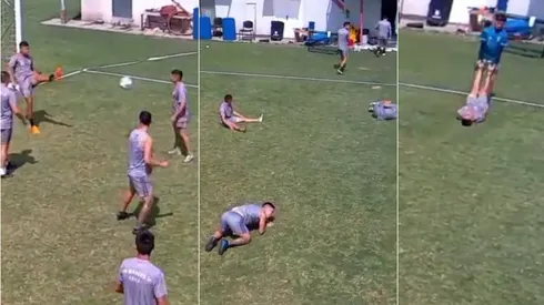 Jimmy Cisterna se comió flor de pelotazo en la práctica de San Marcos de Arica.