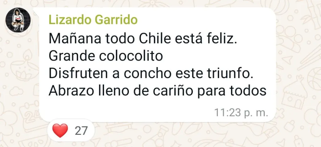 El emotivo mensaje de Lizardo Garrido