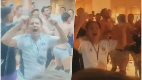 Aníbal Mosa festejó con los jugadores de Colo Colo.