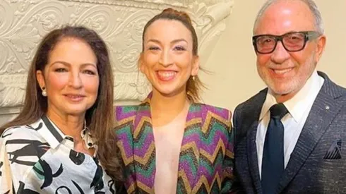 Fran Tapia junto a Gloria y Emilio Estefan.