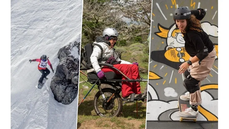 Isi Assler, Polli Aguirre y Jose Tapia practicando sus deportes