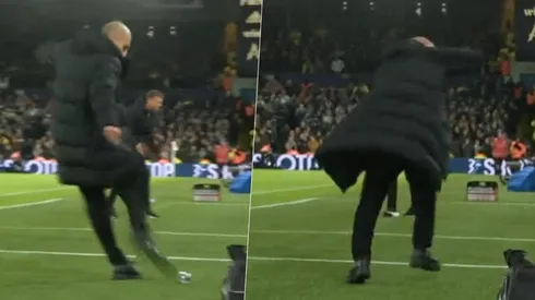 Pep Guardiola se descargó con la botella y terminó pegándole a una persona
