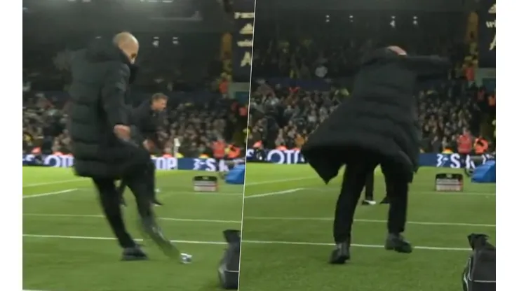 Pep Guardiola se descargó con la botella y terminó pegándole a una persona