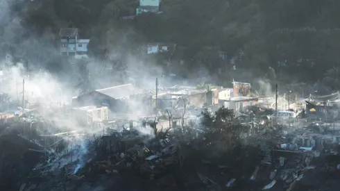 La zona afectada por el incendio en Viña del Mar.