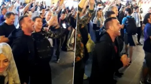 Guede en el banderazo argentino en Qatar a espera de la final del Mundial.