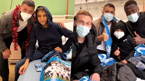 Alexis visita hospital de niños junto a compañeros del Marsella